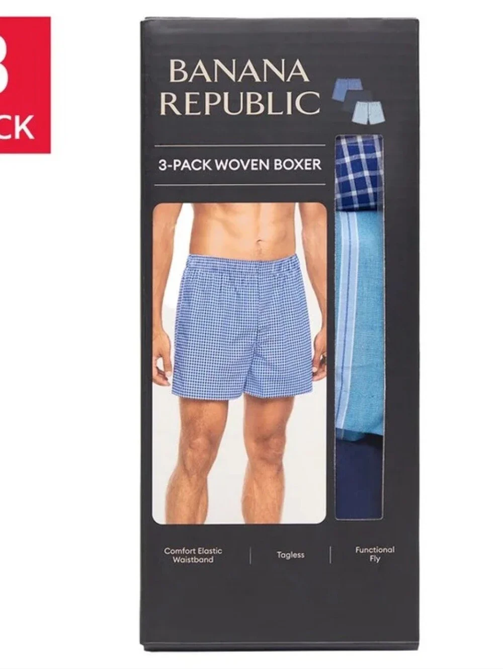 Banana Republic Men's Woven Boxer, 3-pack